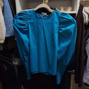 Zara Blue Puff Sleeve Top
